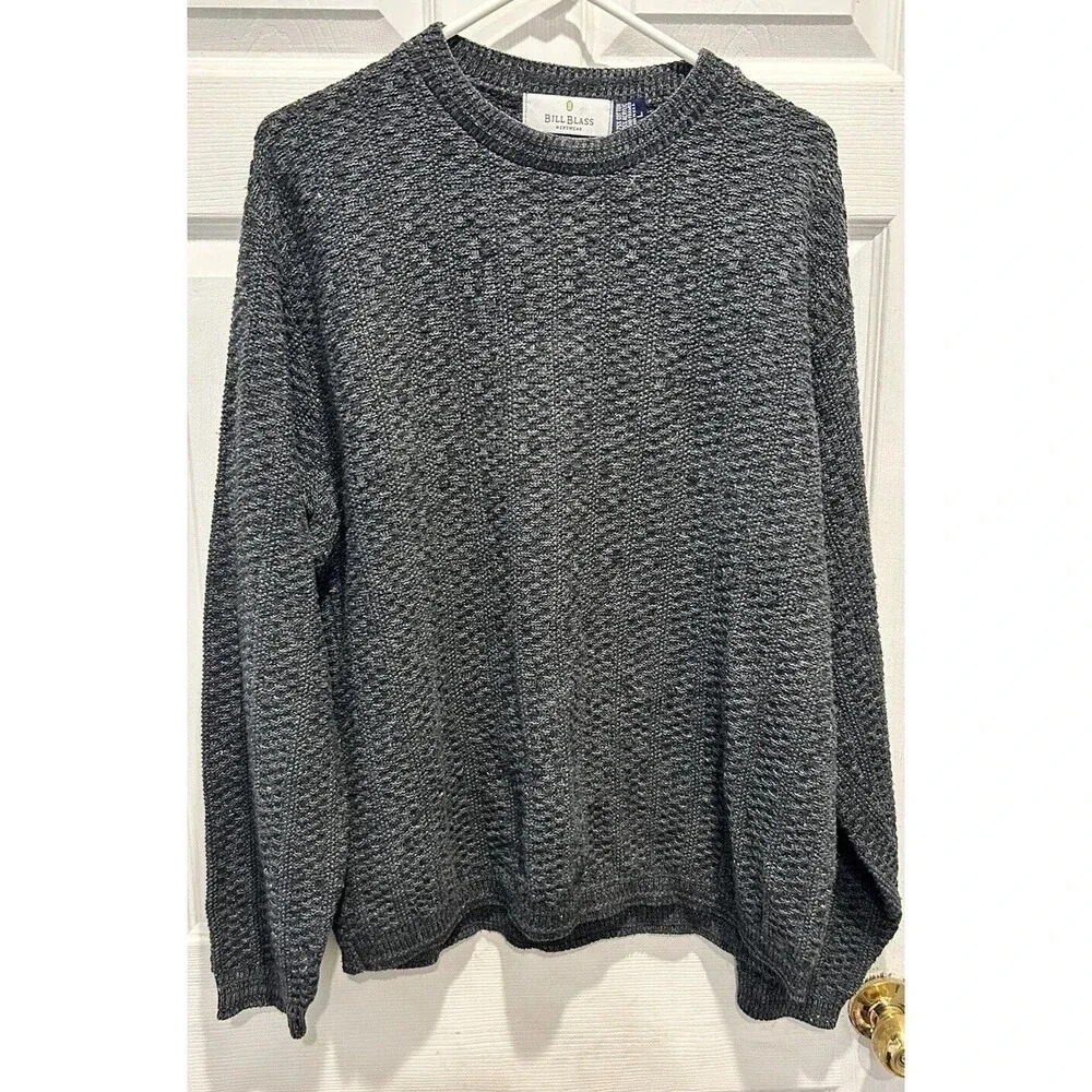 Vintage Bill Blass Hand‎ Framed USA Knit Men’s Large Gray Pullover Sweater
